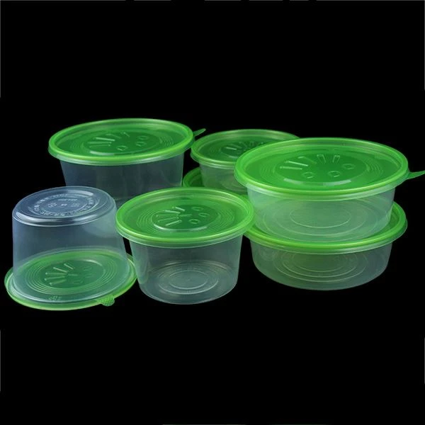 Transparent Packaged Round Bowl With Green Flat Lid