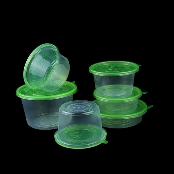 Transparent Packaged Round Bowl With Green Flat Lid