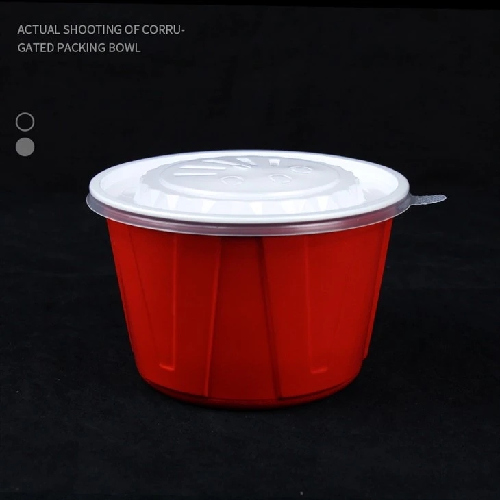 Round Box Red Disposable Noodles in Soup Bowl
