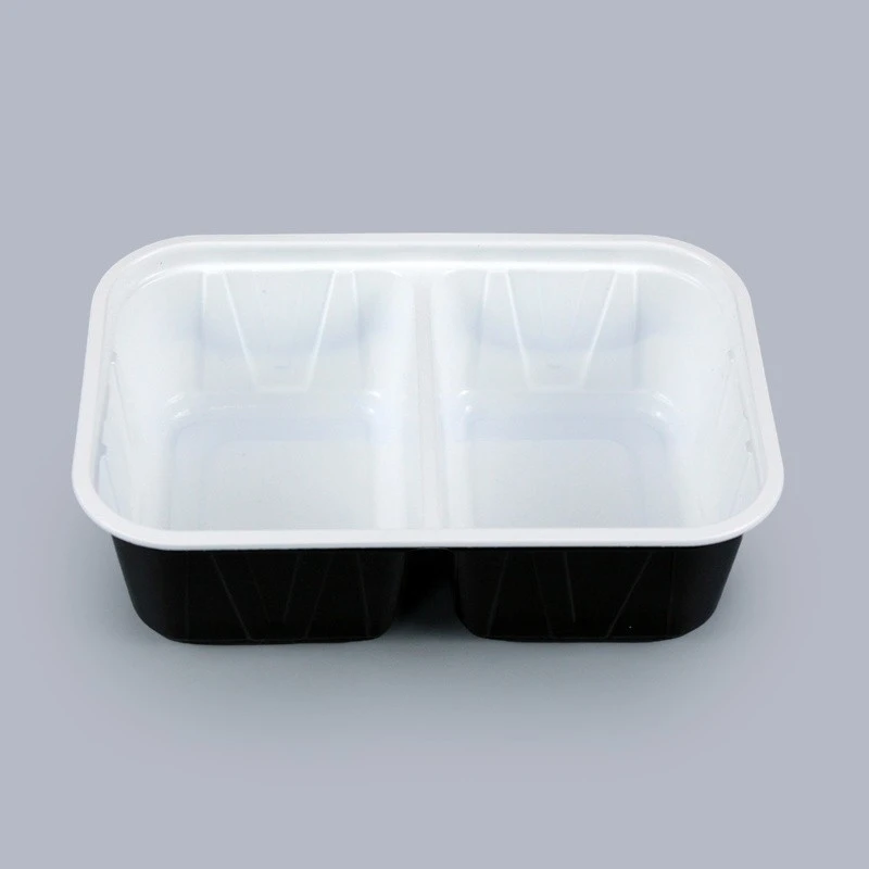 2 Compartment Lunch Box Rectangular Food Plastic Tableware
