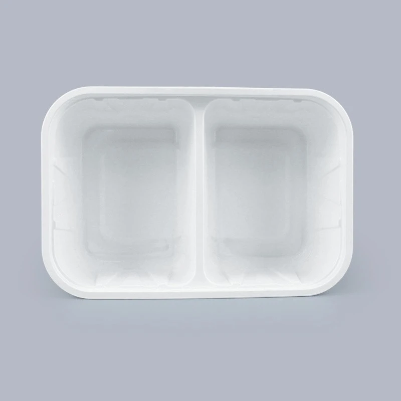 2 Compartment Lunch Box Rectangular Food Plastic Tableware