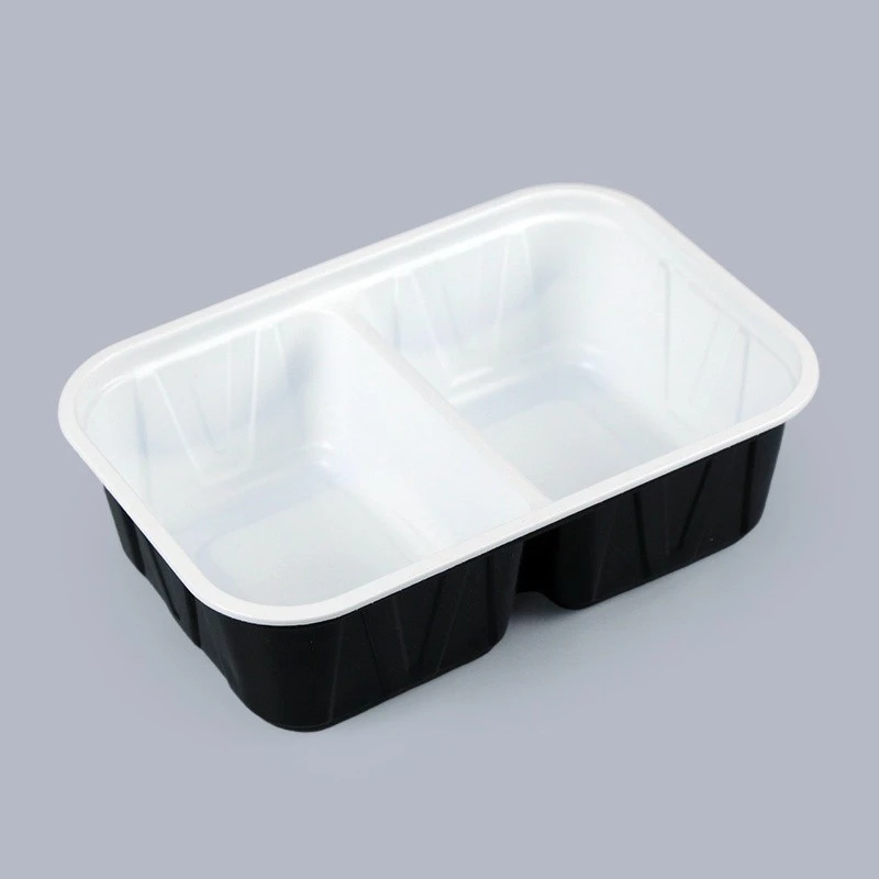 2 Compartment Lunch Box Rectangular Food Plastic Tableware