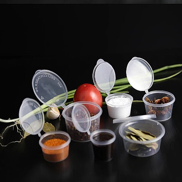 25/50/75/100ml Sauce Cup With Hinged Lid Injection Molding