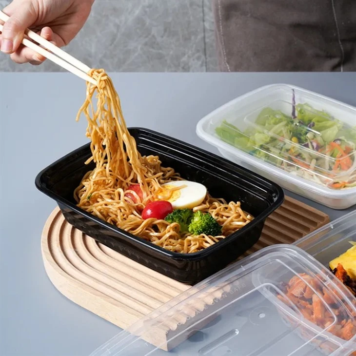 Black Rectangular American-style Disposable Food-grade PP Plastic Food Container Lid Microwave Heating ISO9001 Certified Custom