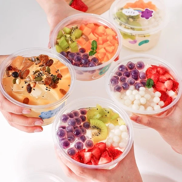 Disposable Dessert Bowl, Fruit Scoop, Taro Balls, Commercial Stall Setup