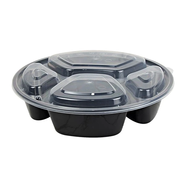 Disposable Square Circular Plastic Food Box Black