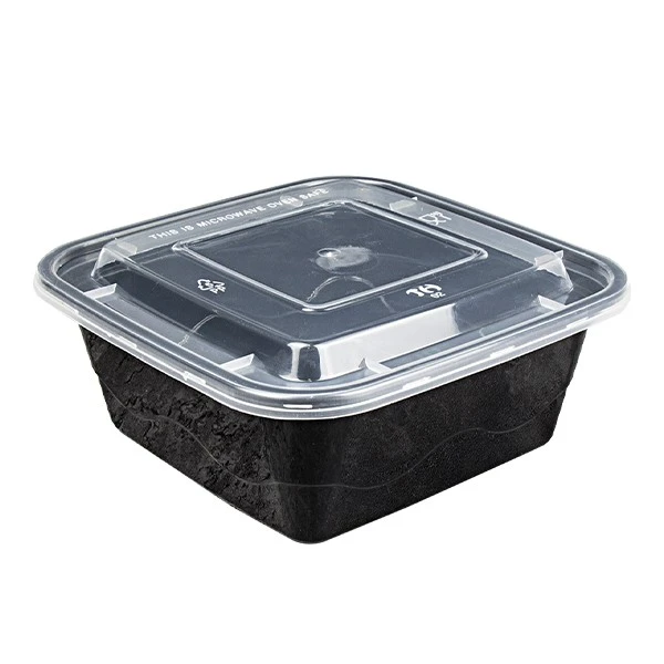 Disposable Square Circular Plastic Food Box Black