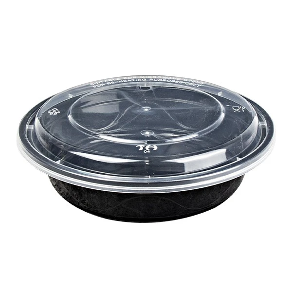 Disposable Square Circular Plastic Food Box Black