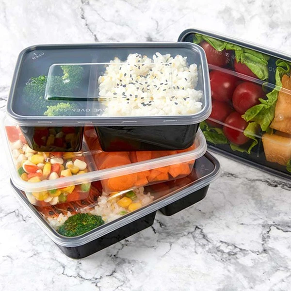 Divided Transparent Double Compartment Bento Lunch Box