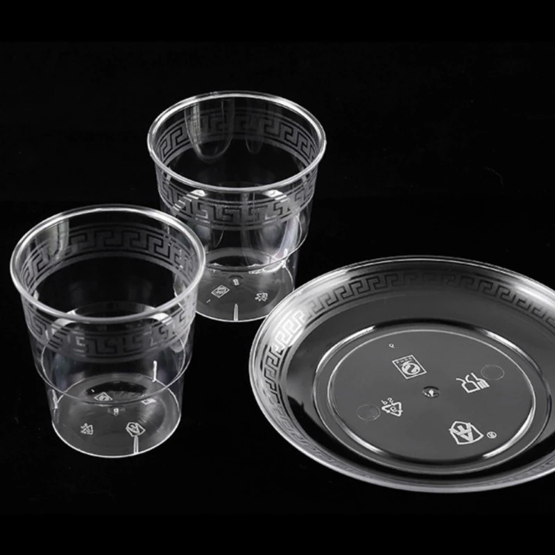 Four Piece Disposable Crystal Tableware Set For Restaurants