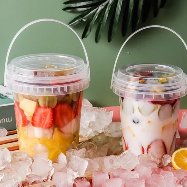 Fruit Bucket With Carrying Handle For Milk Tea