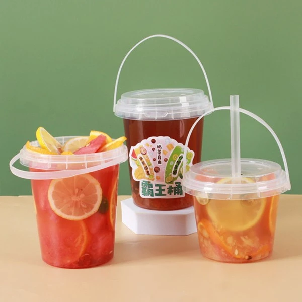 Fruit Bucket With Carrying Handle For Milk Tea