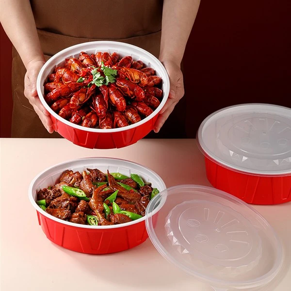 Red And White Corrugated Bowl Circular American Packaging Box