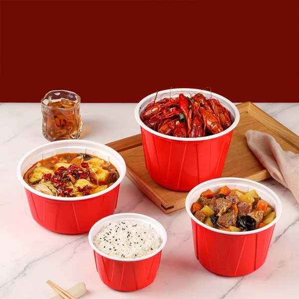 Red And White Corrugated Bowl Circular American Packaging Box
