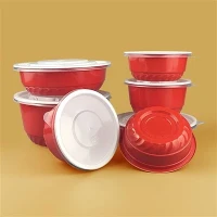 Red Disposable Plastic Food Bowls With Lid