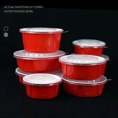 Round Box Red Disposable Noodles in Soup Bowl