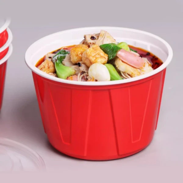 Soup Powder Noodle PP Plastic Covered Packaging Bowl