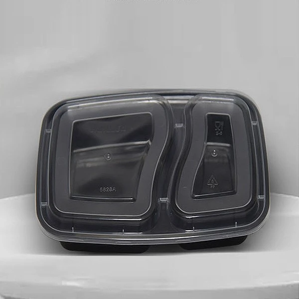 Transparent One-piece Partitioned Two Compartment Lunch Box