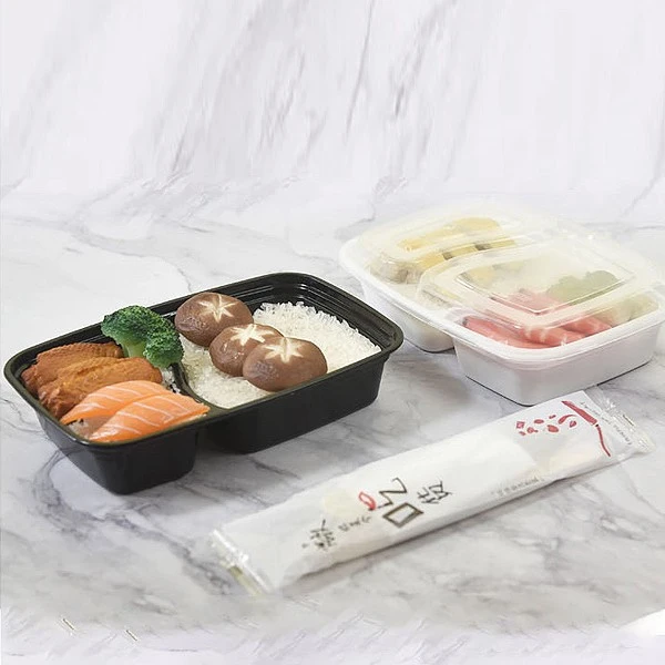 Transparent One-piece Partitioned Two Compartment Lunch Box