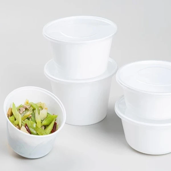 White Circular Disposable Food Box For Takeaway Packaging
