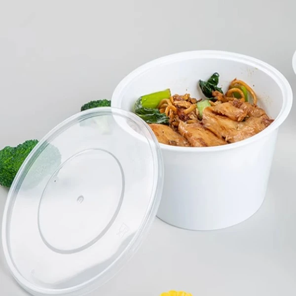 White Circular Disposable Food Box For Takeaway Packaging