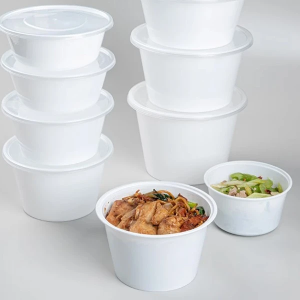 White Circular Disposable Food Box For Takeaway Packaging