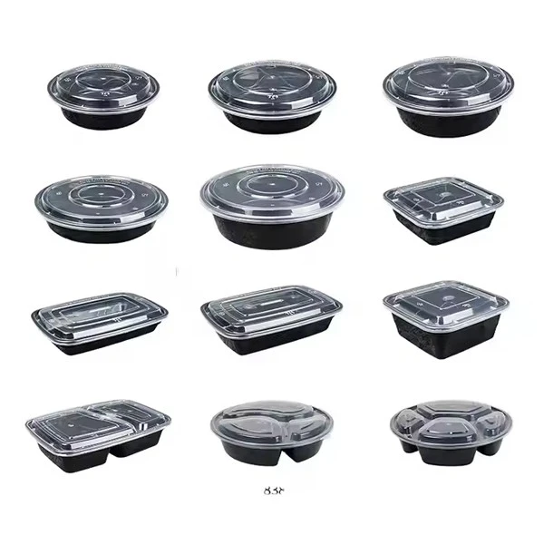 Wholesale Black Disposable 3 Compartment Meal Lunch Box
