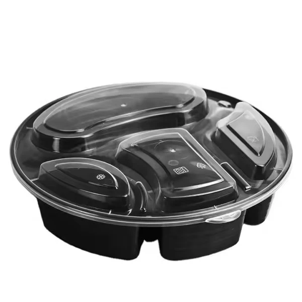 Wholesale Black Disposable 3 Compartment Meal Lunch Box